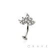 MULTI CZ MARQUISE TOP 316L SURGICAL STEEL THREADLESS FLOATING BELLY BUTTON RING